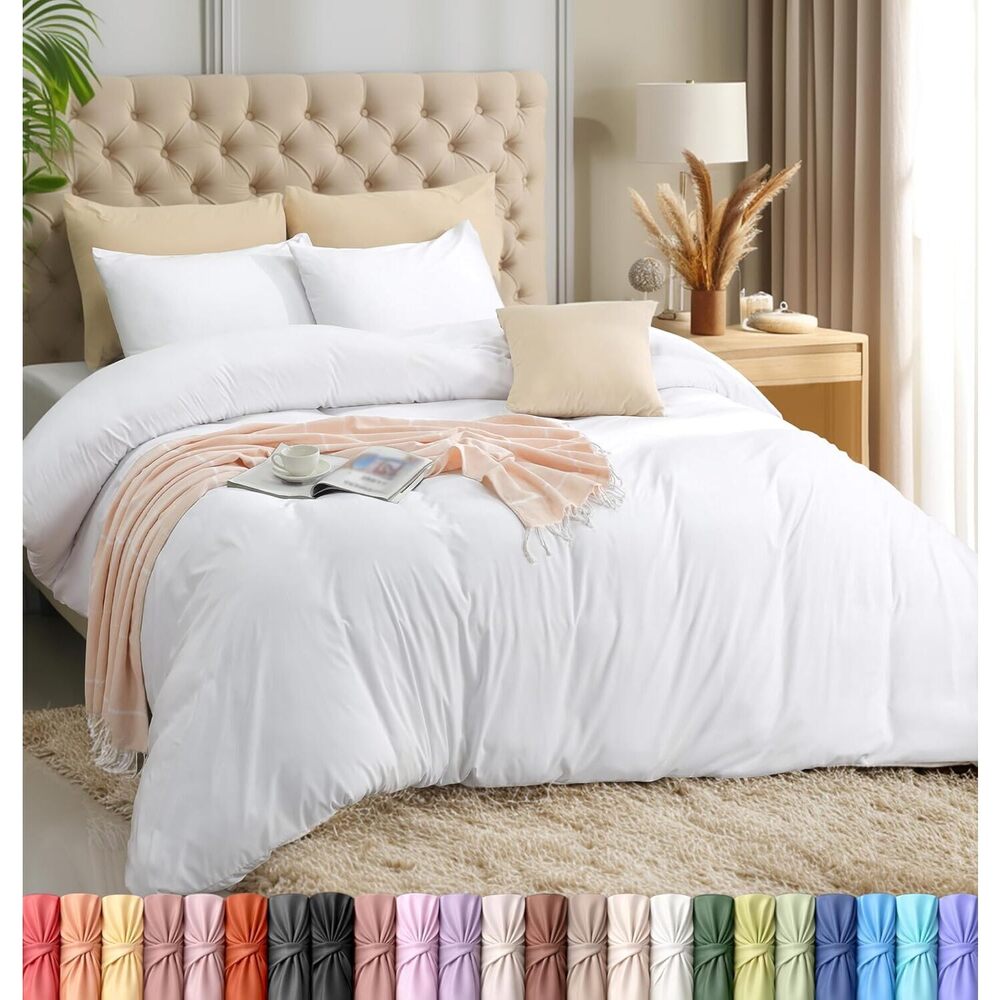 Duvet Cover Set with Pillowcases - 3 Pieces Bedding Duvet Cover